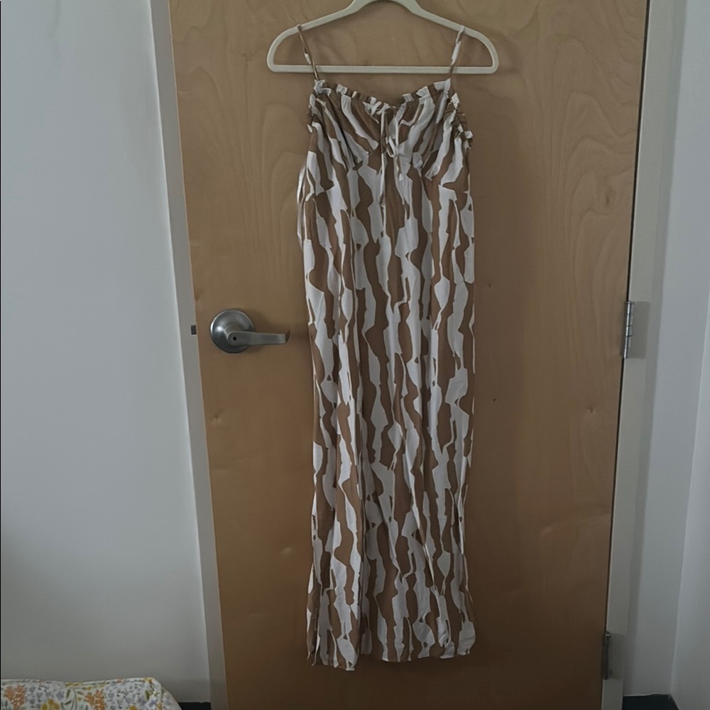 Brown and White Maxi Dress
